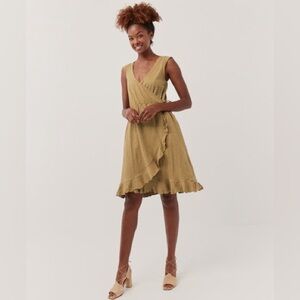 Pact Easy Slub Wrap Dress in Fennel